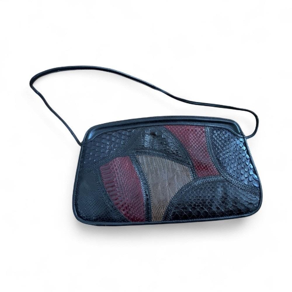 Lisette Ltd Vintage Snakeskin Lizard Patchwork Shoulder Bag Made in Argentina
